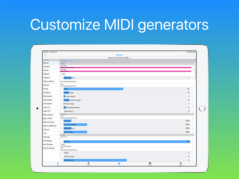 Wotja: Customize MIDI generators